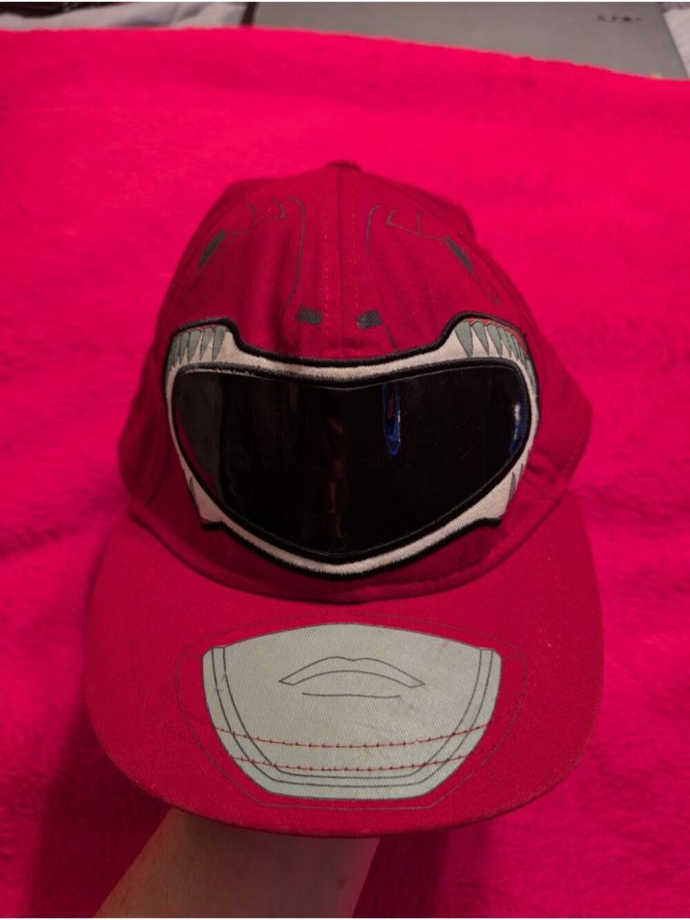 2011 Mighty Morphin Power Rangers Red Ranger Helmet Visor Cosplay Stretch Hat